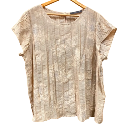 The Ark Tan Floral Patterned Short Sleeve Top Size M