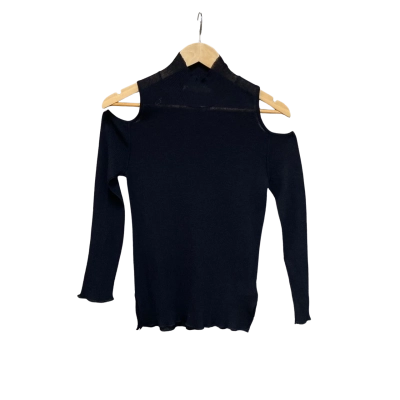 Rabens Saldner Womens  Size S Long Sleeve Top Black  