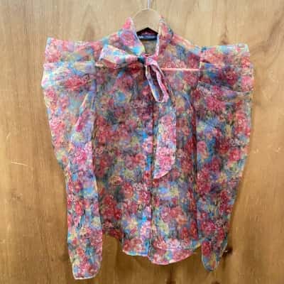 Zara Floral Patterned Sheer Blouse Size S