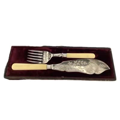 Antique Engraved Silver Serving Set