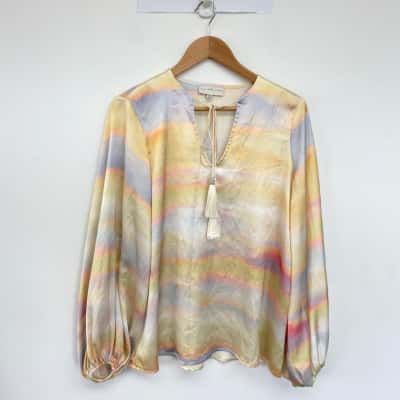 Never Fully Dressed Yellow Long Sleeve Blouse Top  Size 10 
