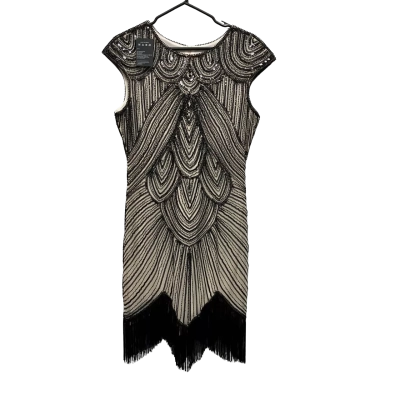 Vijiv  Women's Size 12 Cocktail,Maxi, Party, Sleeveless Dress  Black  / Cream 