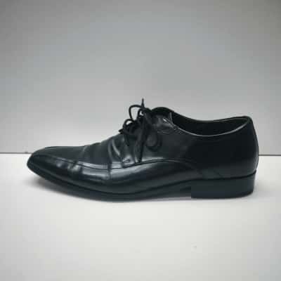AQ by Aquila Mens EU 45 AU 11 Black Leather Derby Dress Shoes Lace Up