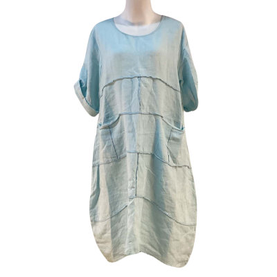 Ridley Womens Size L Linen Midi Dress Blue 