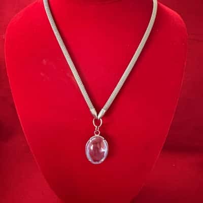  Women's Mesh Chain Necklace With Blue Sonne Pendant