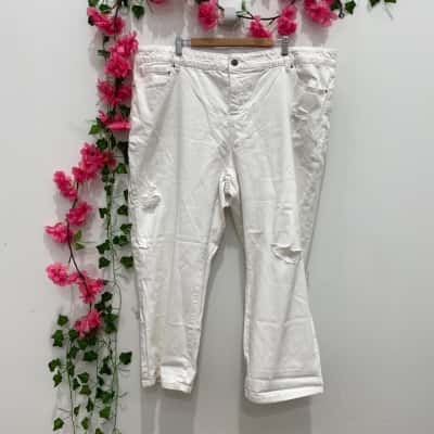 Autograph Womens Distressed Jeans Size 26 White 