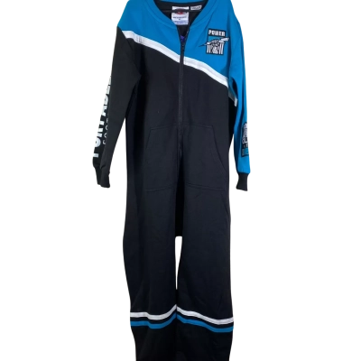 Mens  Size 10 Port Adelaide Football Club branded youths' onesie featuring the team's logo and colours