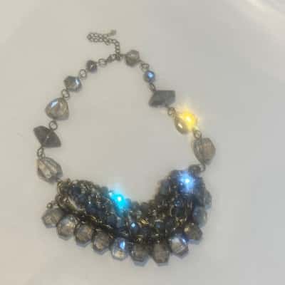  Womens Beaded Necklace Elegant & Charming 32cm + Gold & Smokey Beads 