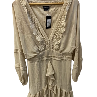 City Chic Womens Cocktail Dress Beige 