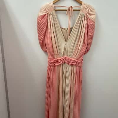ASOS Womens  Size 14 Formal Dress / Short Sleeve Dress  Cream / Pink  