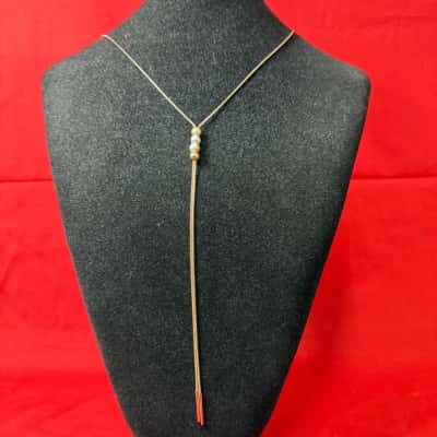 Gold Tone Lariat Necklace