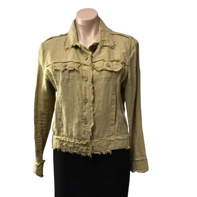 The Shanty Corporation Womens Size XS Tan Brown Linen Button up Cropped Jacket