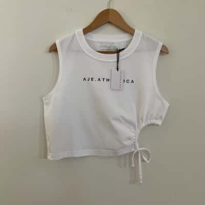AJE Womens  Size 12 Drawcord Cut Out Tank - White - NEW with TAGS