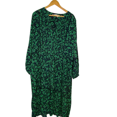 Virtuelle Womens  Size 24 Casual Dress Floral / Green / Navy Blue 