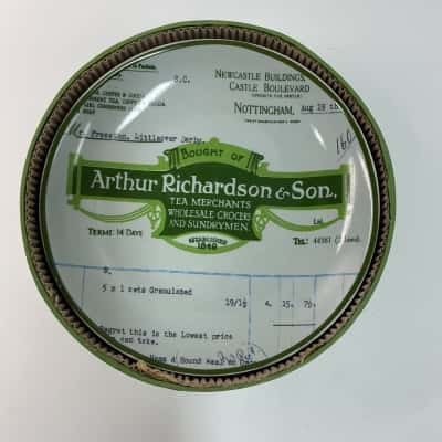 Unique porcelain cake plates x 4 featuring  Coffee & Tea Stores Receipts Prints