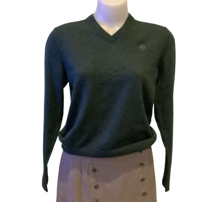 Brooks Brothers.   Casual Dark Forrest Green V- Neck Jumper. Pure Merino Wool.    Size M 
