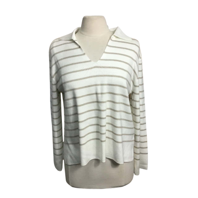  Love, Bonito Womens  Size 10 Wool Blend Striped Stretch Colllared Jumper 
