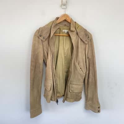 Vince Beige Leather Jacket  Size M 