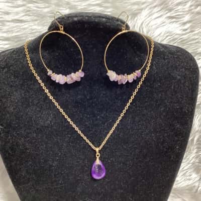  Womens Earrings / Necklace Gold / Other / Purple 