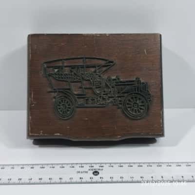 Wooden Trinket Box Old Fashioned Car Lid Vintage