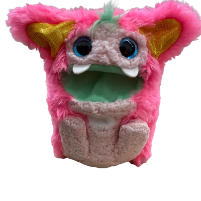 Pink Takara Tomy Rizmo interactive plush toy.