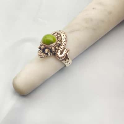 Oriental Sterling Silver And Jade Snake Ring