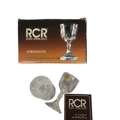 RCR Royal Crystal Rock Set of 6 Liquer Glasses - Made in Italy - VINTAGE