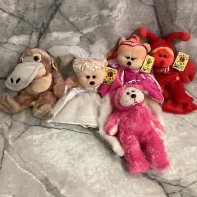 Kids pack of 5 Beanie Bear with Tags -pack A