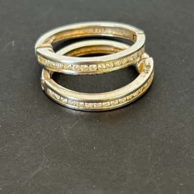 Sterling Silver Channel-Set Huggie Hoop Earrings