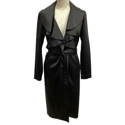 George Scollop Collar Evening Coat  Size 10 Black  