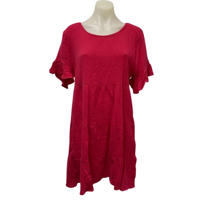  Womens  Salty Crush Cora Cheesecloth Tiered Size 14 Mini Dress Pink  