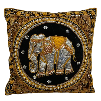 Embroidered Elephant Pillow