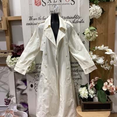 Seed Heritage Brand! BNWT RRP $299.99! CREAM CLOUD COLOURED TRENCH COAT! Womens  Size 8 Trench Coat / Trenchcoat / Winter Jacket Off White 