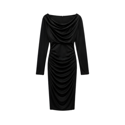 Fresh Soul Womens Size 12 Black Ruched Long Sleeve Dress