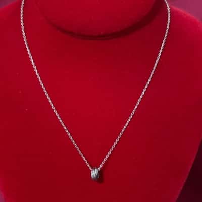  Women's 925 Silver Chain with a Love Knot Pendant Necklace 