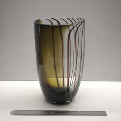 Amalfi Smoke Grey Glass Vase Dark Swirled Lines Decorative