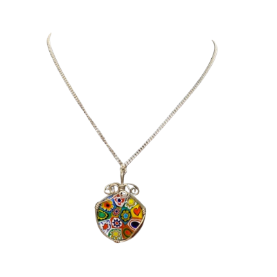 Silver Necklace with Colourful Pendant