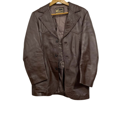  Salamander Genuine Mens Size 36 Leather Jacket Brown 