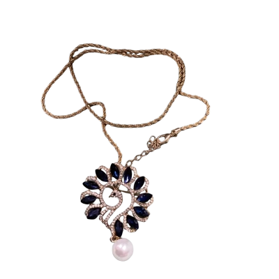 Womens Brooch / Pendant chain peacock