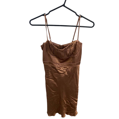 Shona Joy Womens Corded Ruched Mini Dress ALMOND Size 6 
