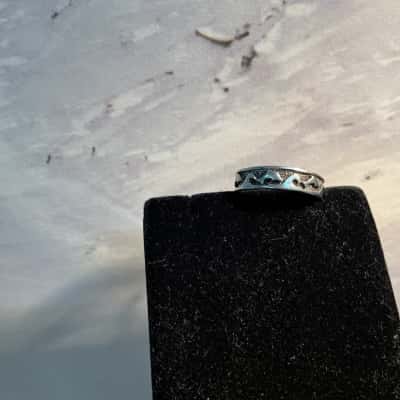 925 Dolphin Wave Band Mens Ring 