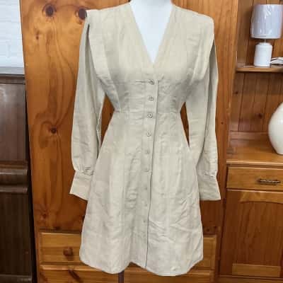 Country Road Womens  Size 8 Long Sleeve Dress Beige 