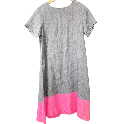 Alessandra Womens Size S Blue/Pink Linen Dress  