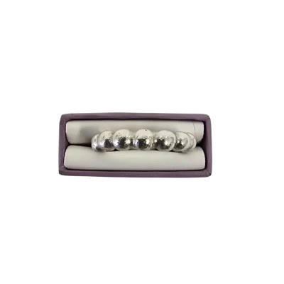  Womens Ring Stamped Pebble Stack Ring