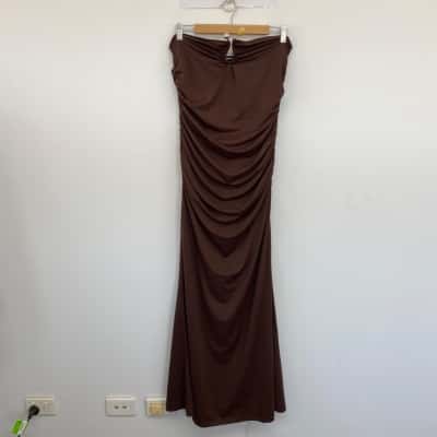 Pepper Mayo Brown Strapless Maxi Dress  Size 16 