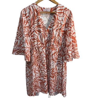 BNWT Serafina Size 10 Wrap Dress Burnt Orange / White 