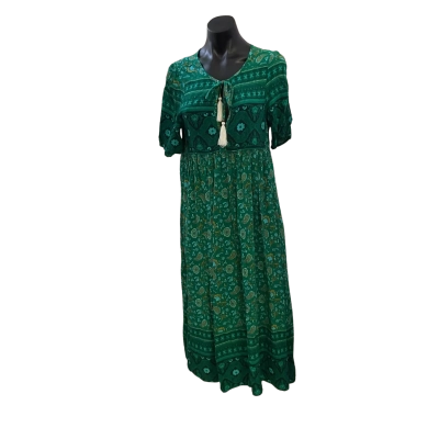 Vine apparel  Womens  Size 10 Babydoll Dress Floral / Green 