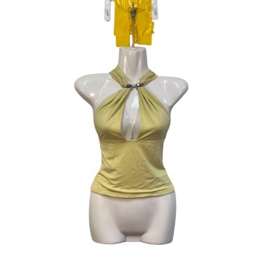 BNWT White Fox Womens  Size S Halter Neck Top Yellow 