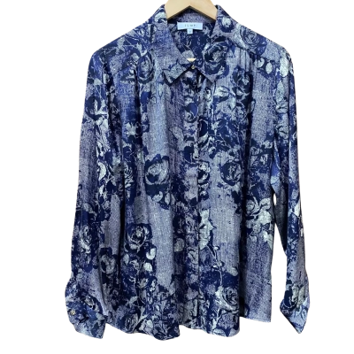 Jump Navy/Cream Floral Patterned Shirt Size 12 