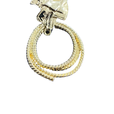  Womens gold plated saddle & rope 5cm Brooch 
